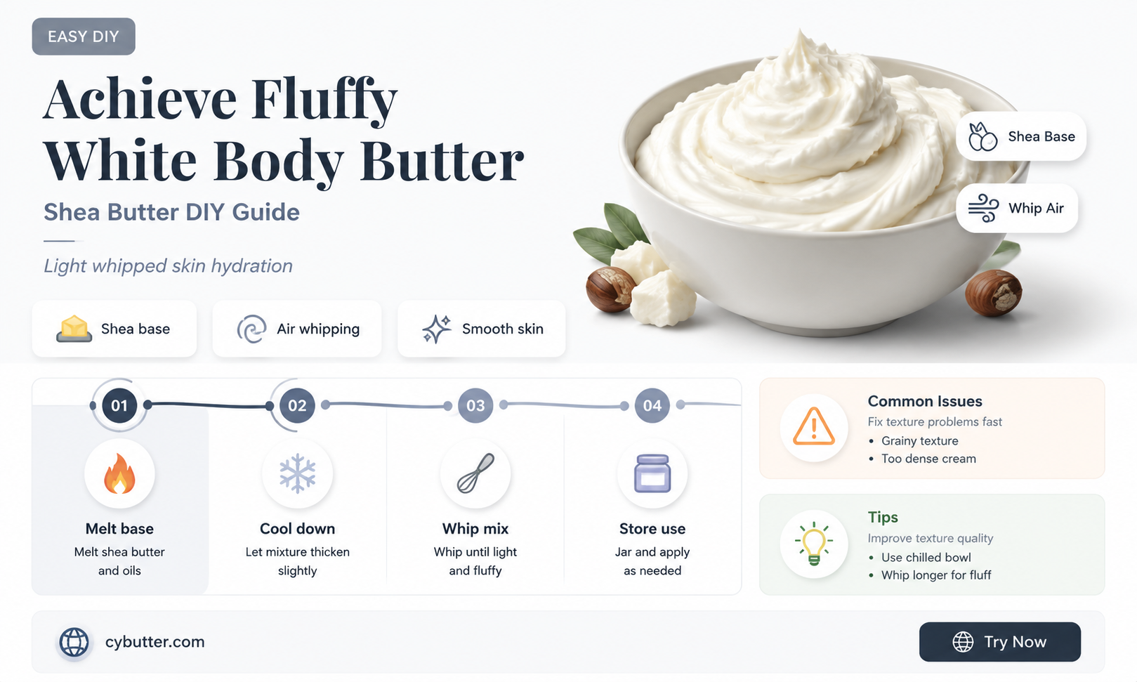 how to get fluffy white body butter with shea butter