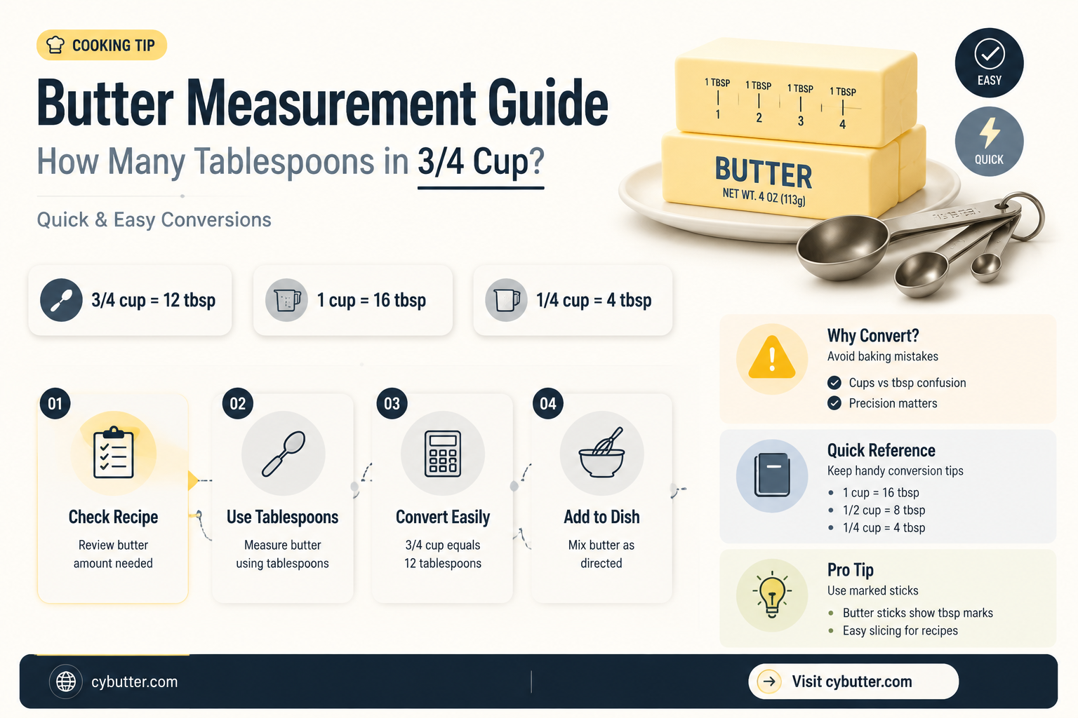 how many tablespoons in 3 4 butter