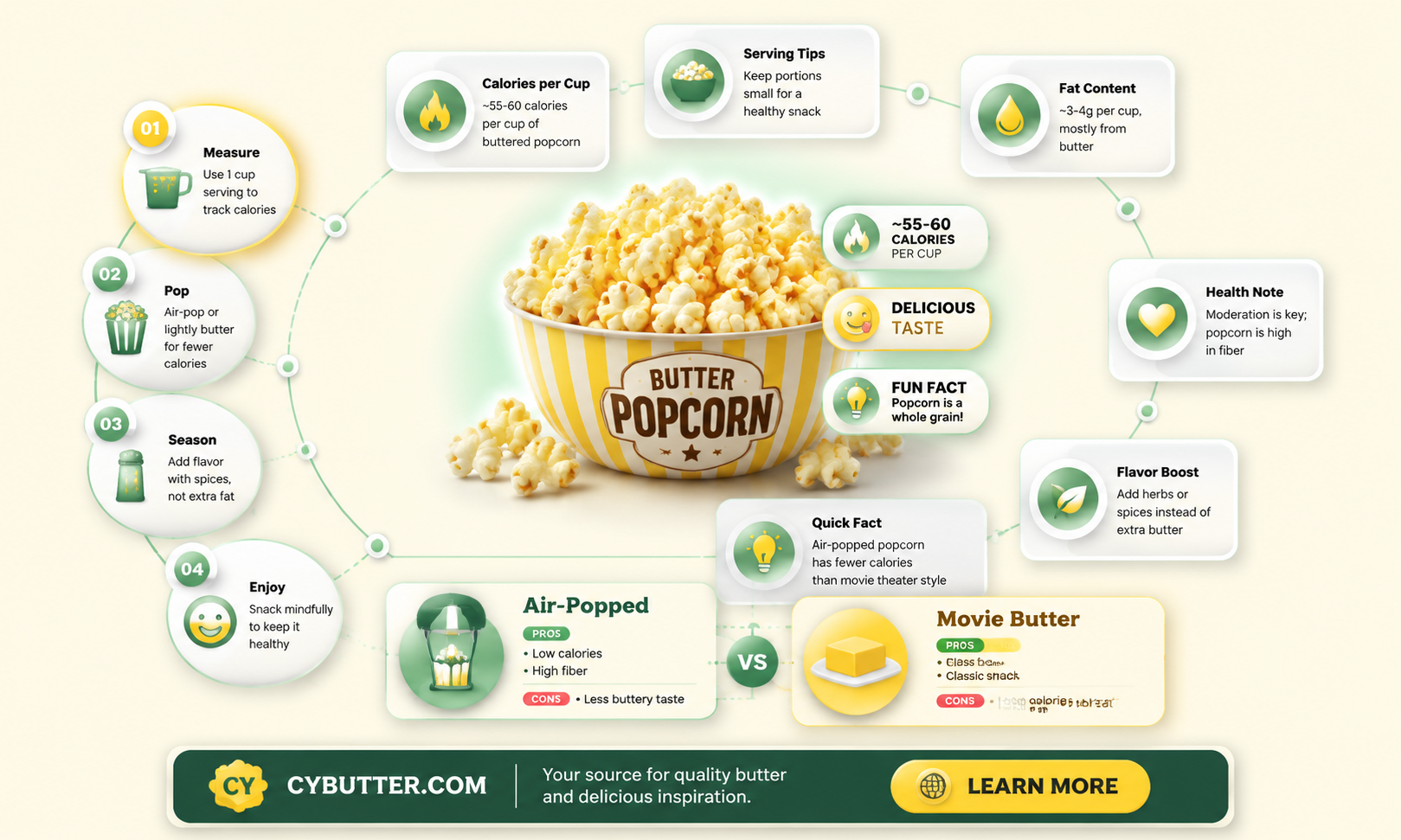 how many calories are in butter popcorn