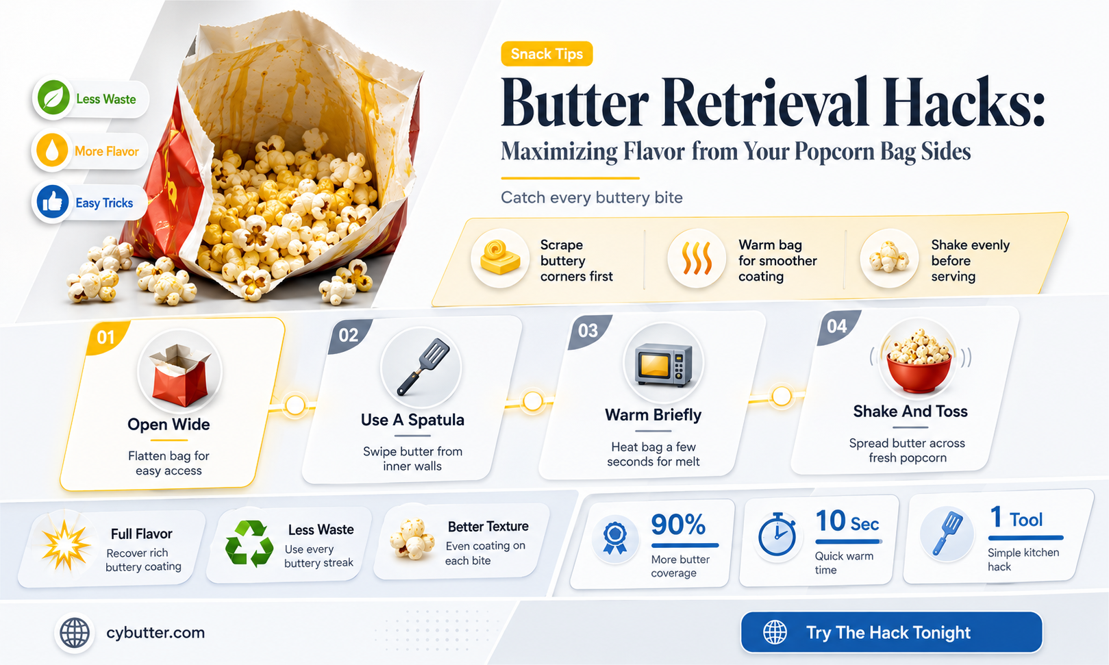 how to get butter from side if popcorn bag