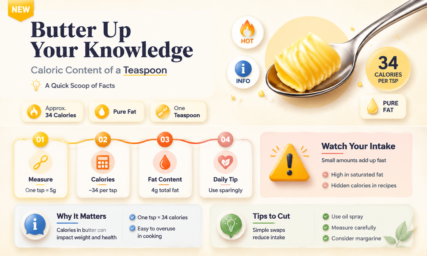 how many calories in one teaspoon butter
