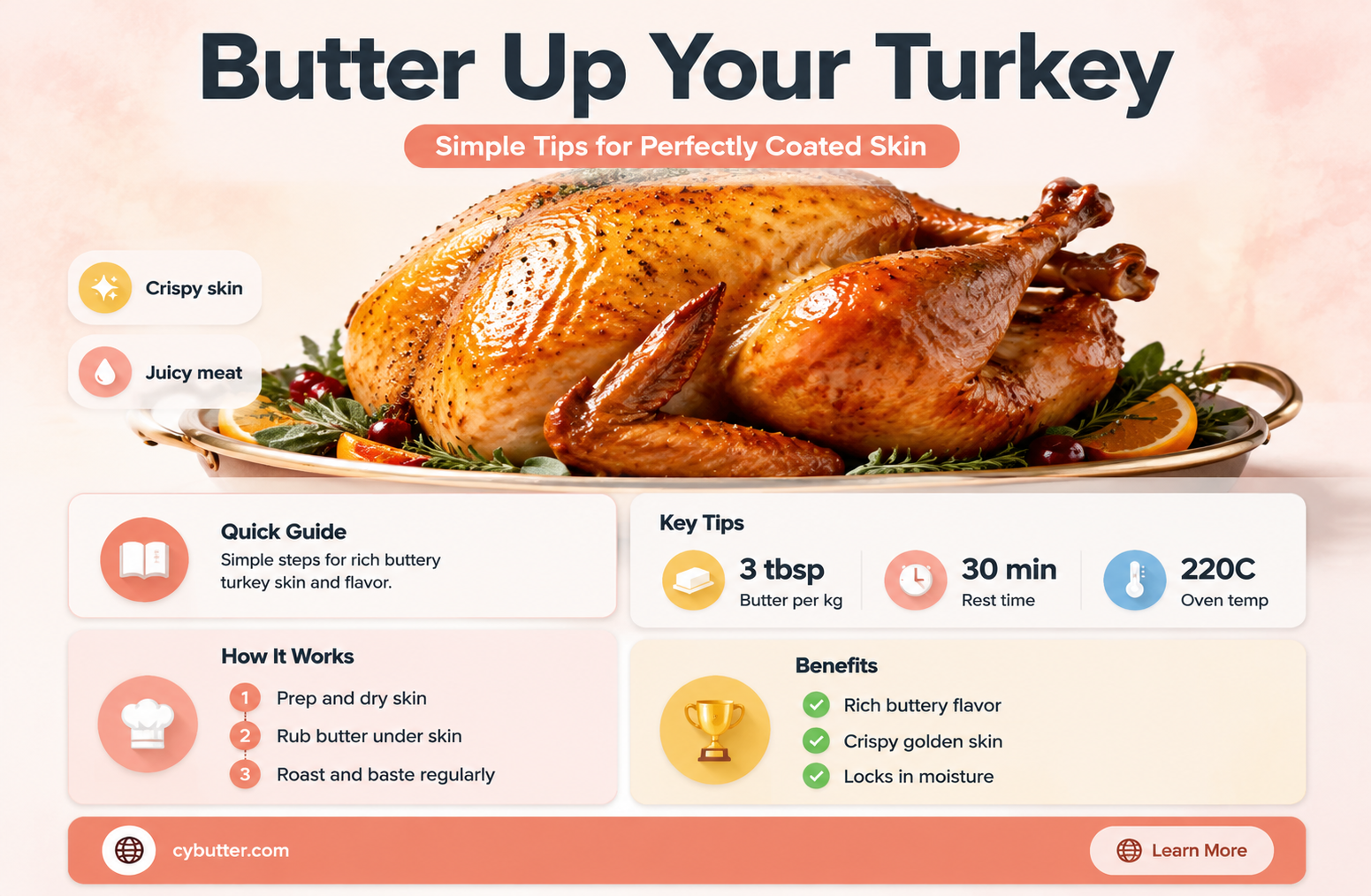how to get butter to stick to turkey