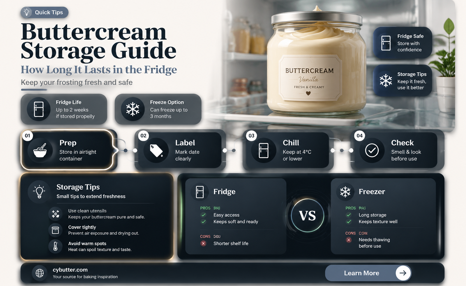 how long is butter cream good for in the fridge