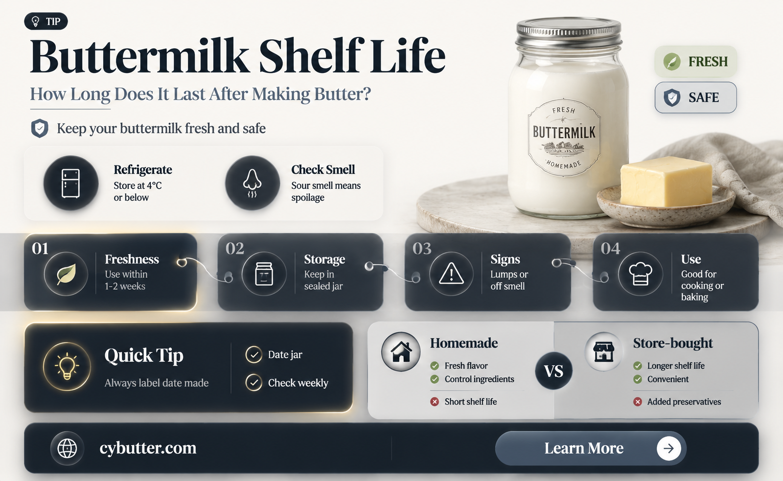 how long is buttermilk good for after making butter