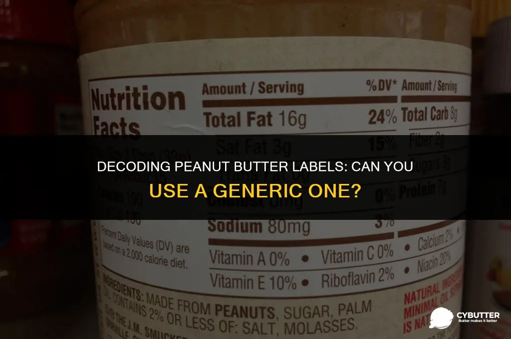 can i use a generic nutritional label for peanut butter