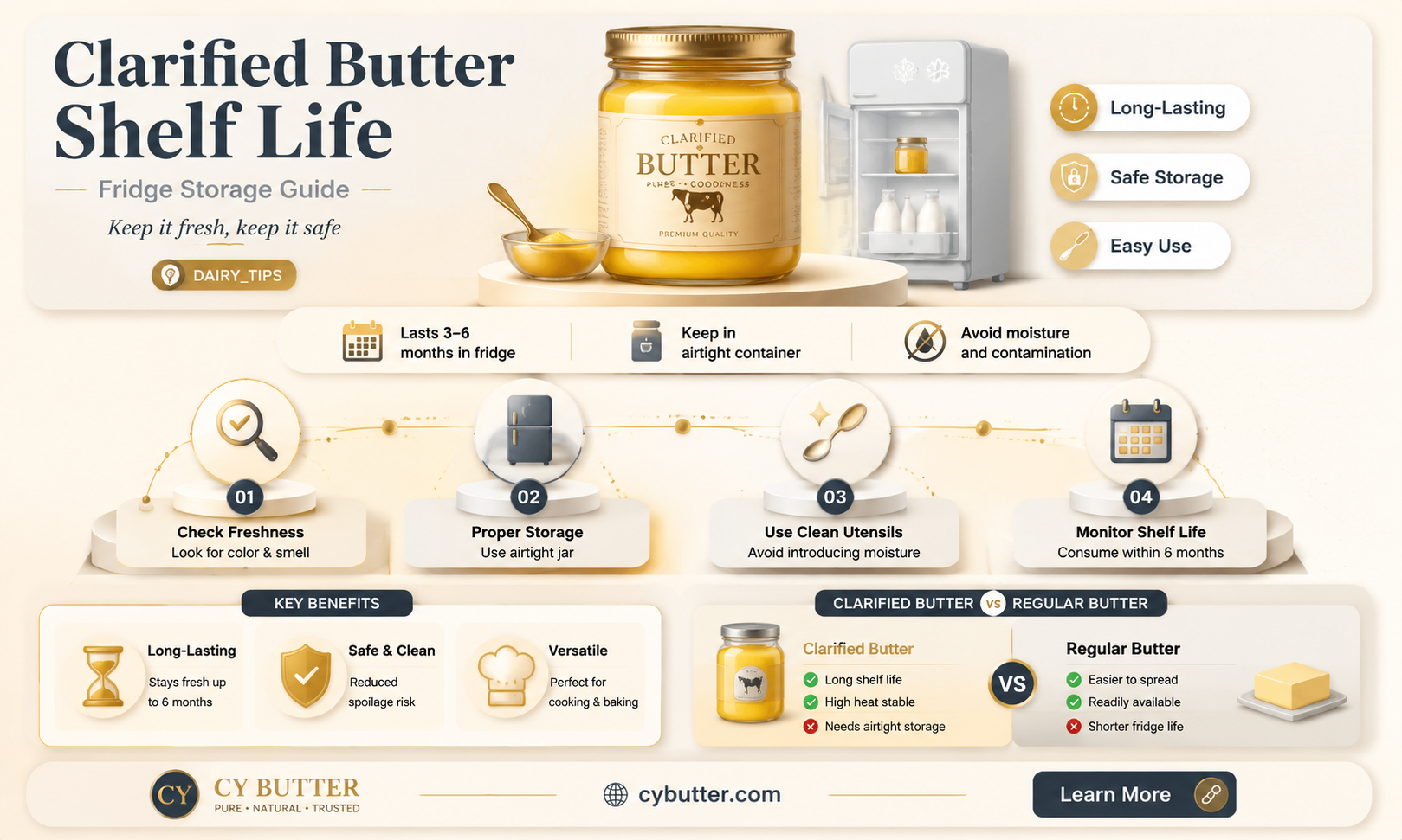 how long is clarified butter good for in the fridge
