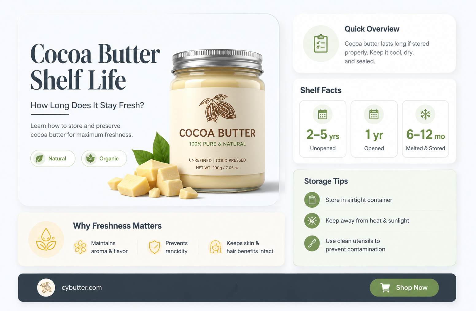 how long is cocoa butter good for