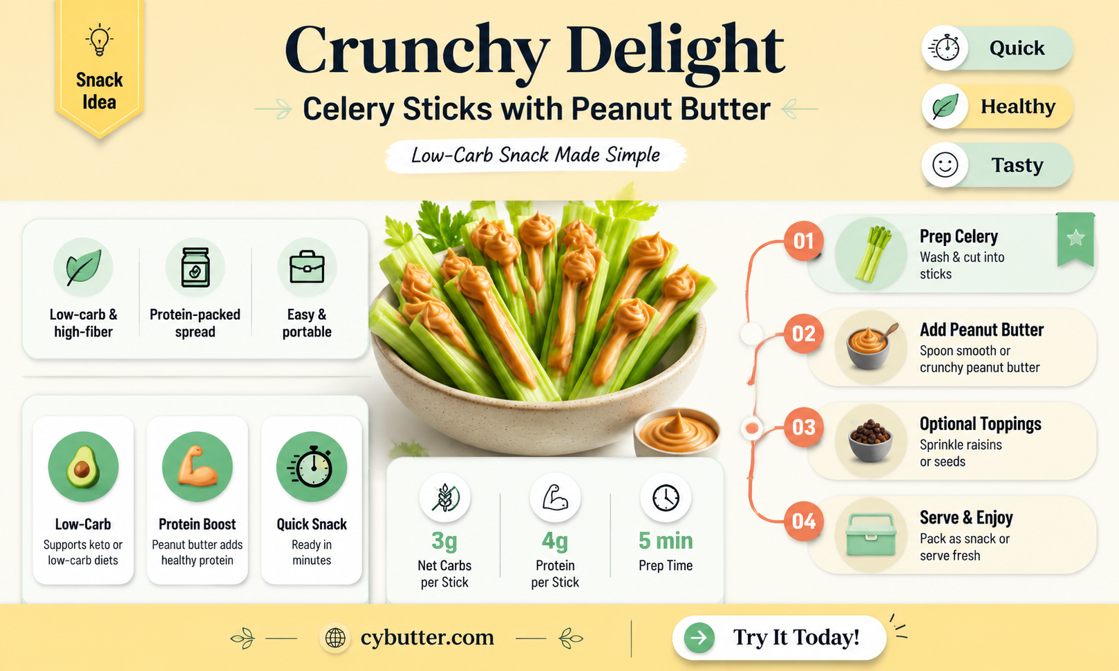 how many carbs in celery sticks with peanut butter