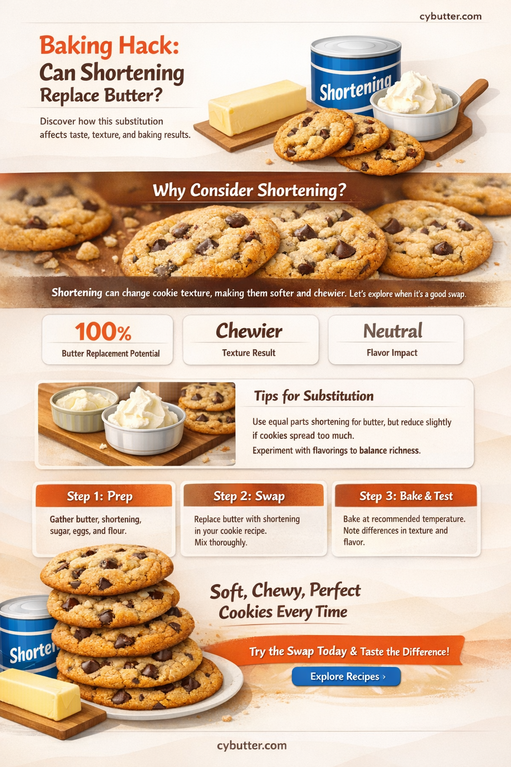 can you use shortening instead of butter for cookies