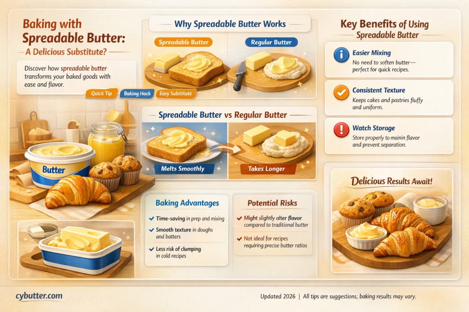 can you use spreadable butter in baking