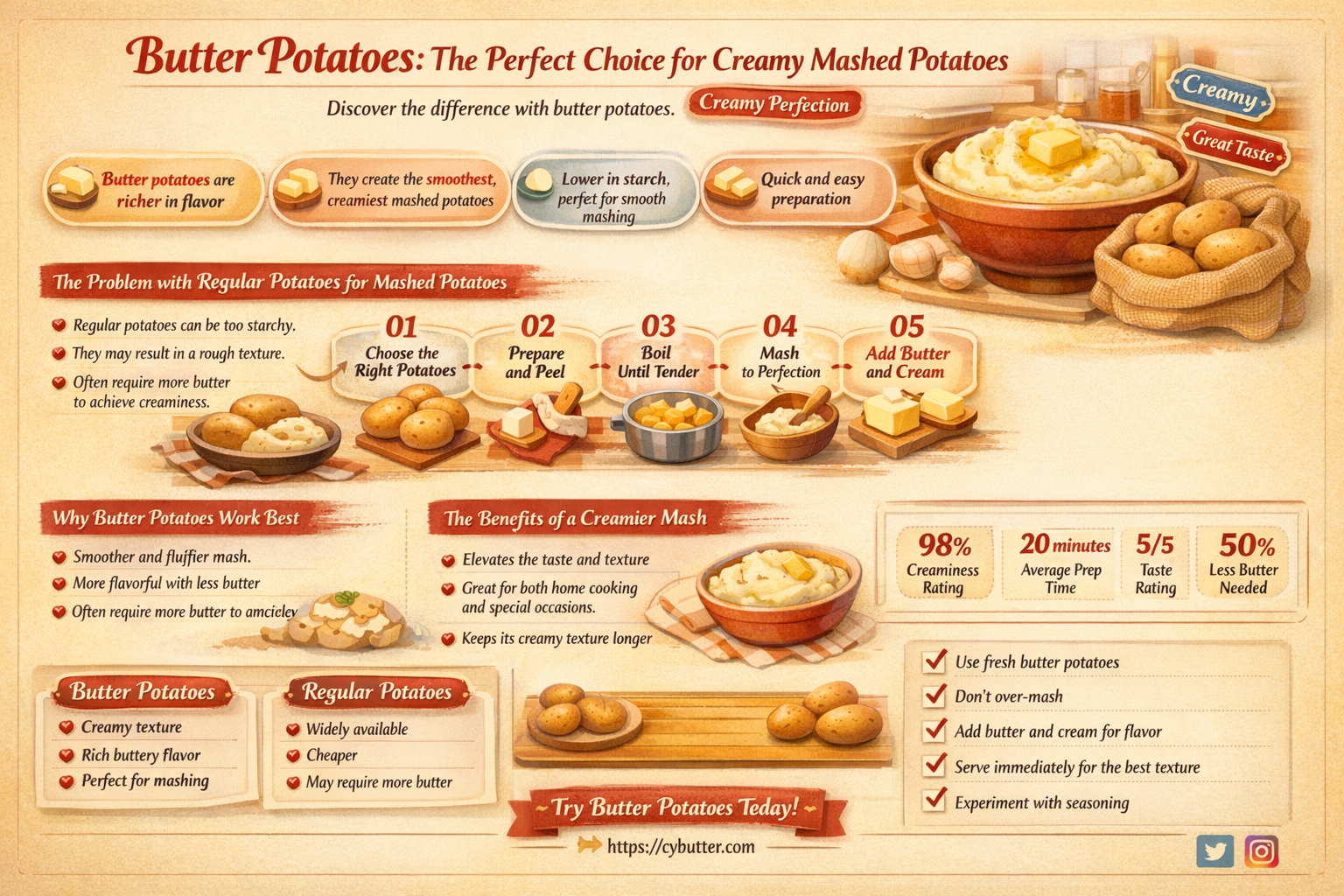 are butter potatoes good for mashed potatoes