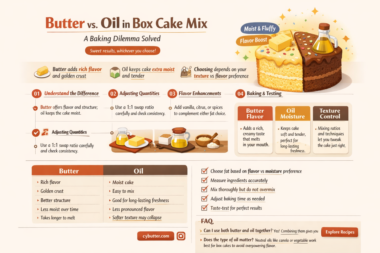 can i substitute butter for oil in box cake mix