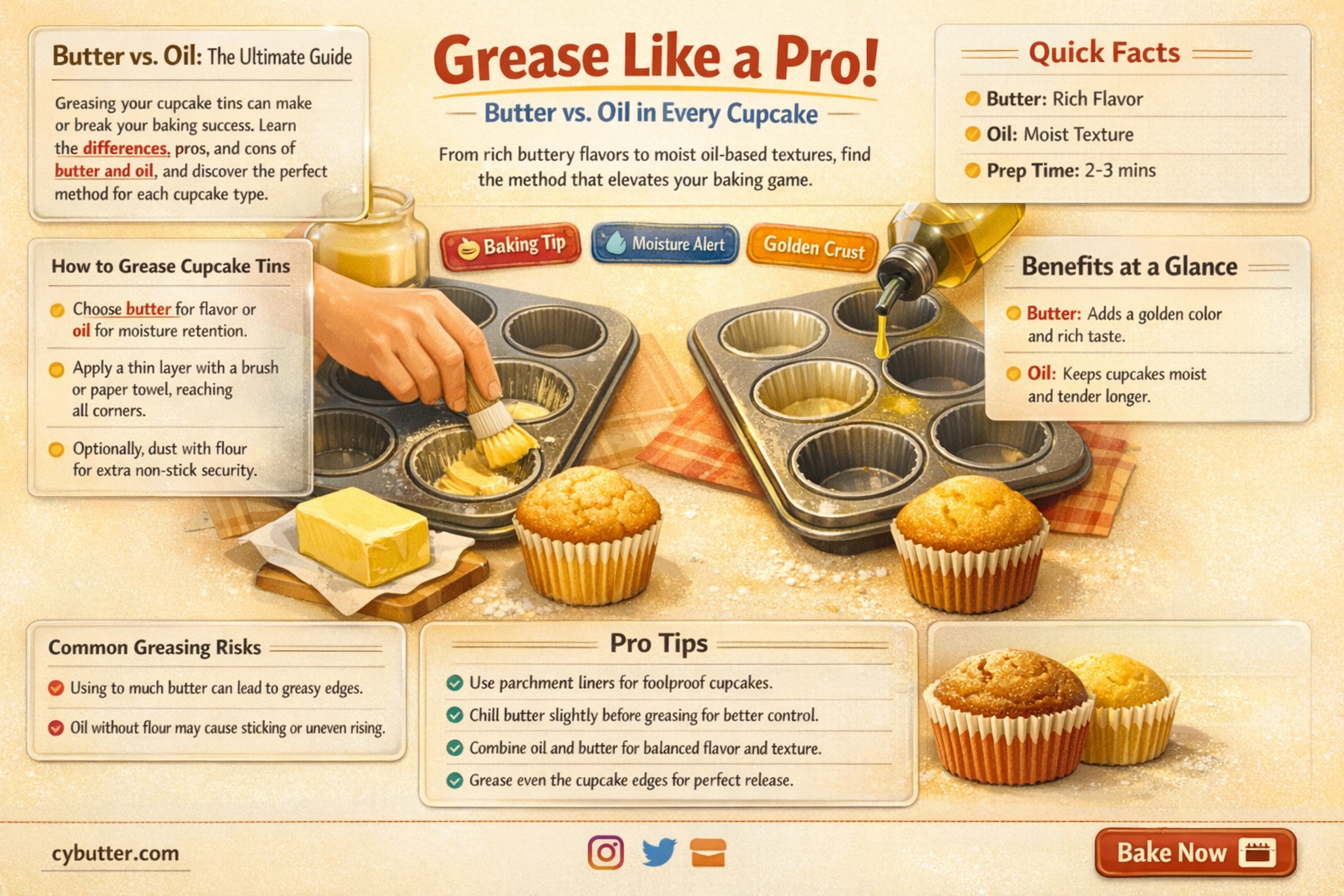 do you grease cupcacke tins with butter or oil