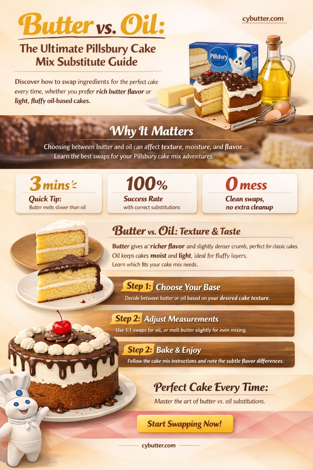 can i substitute butter for oil in pillsbury cake mix