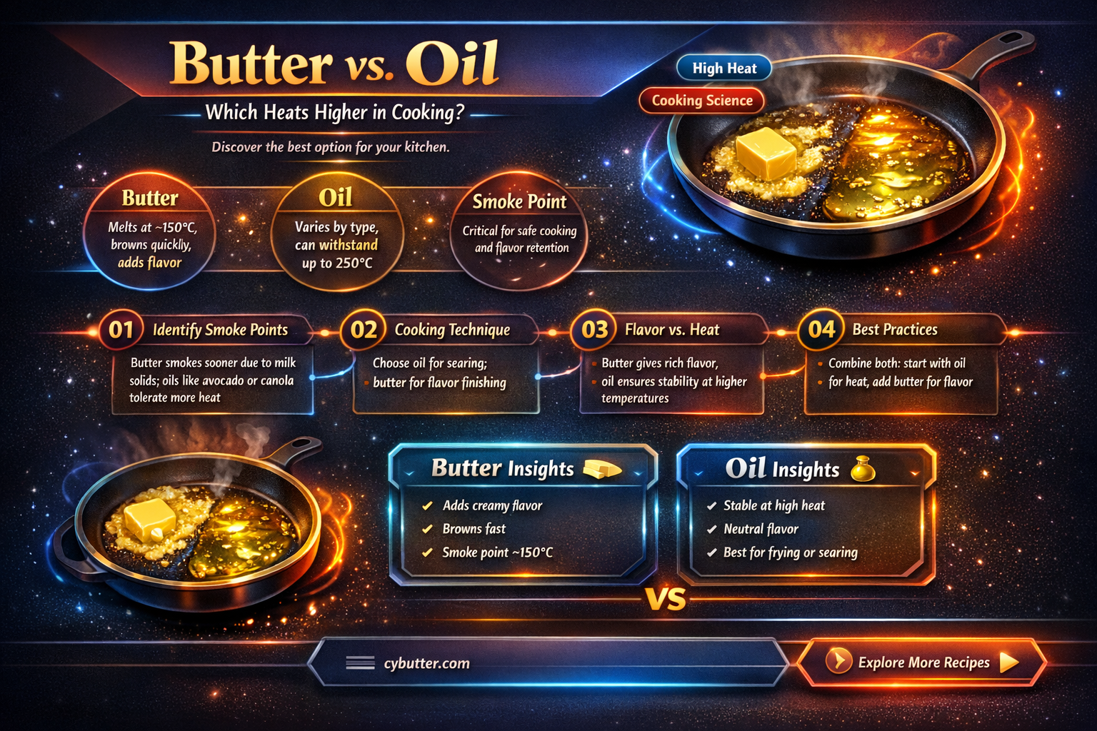 does butter get hotter than oil