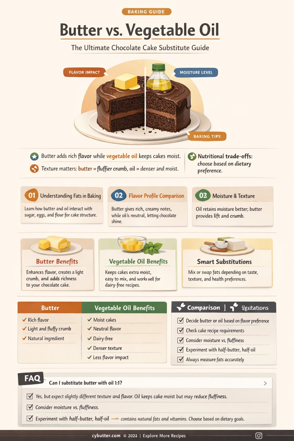 can i substitute butter for vegetable oil in chocolate cake