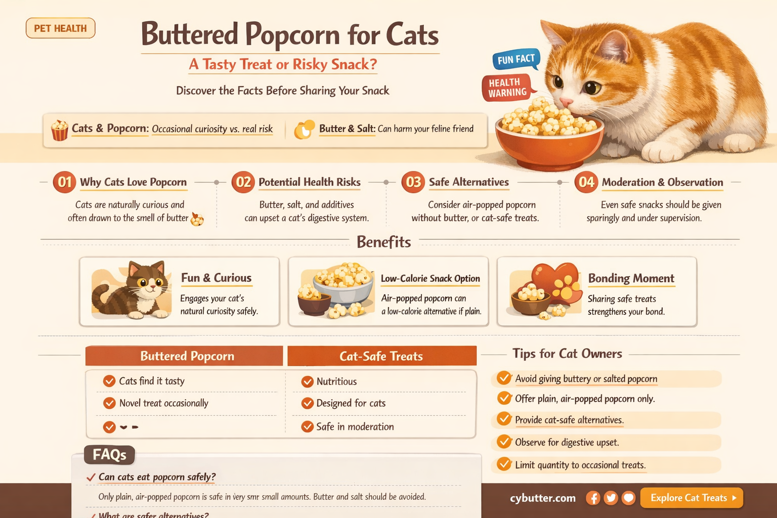 can cats eat popcorn with butter