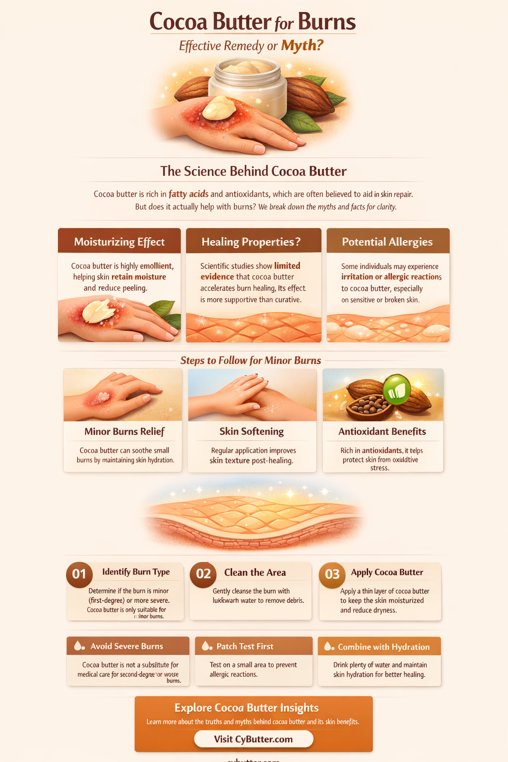 does cocoa butter help get rid of burns