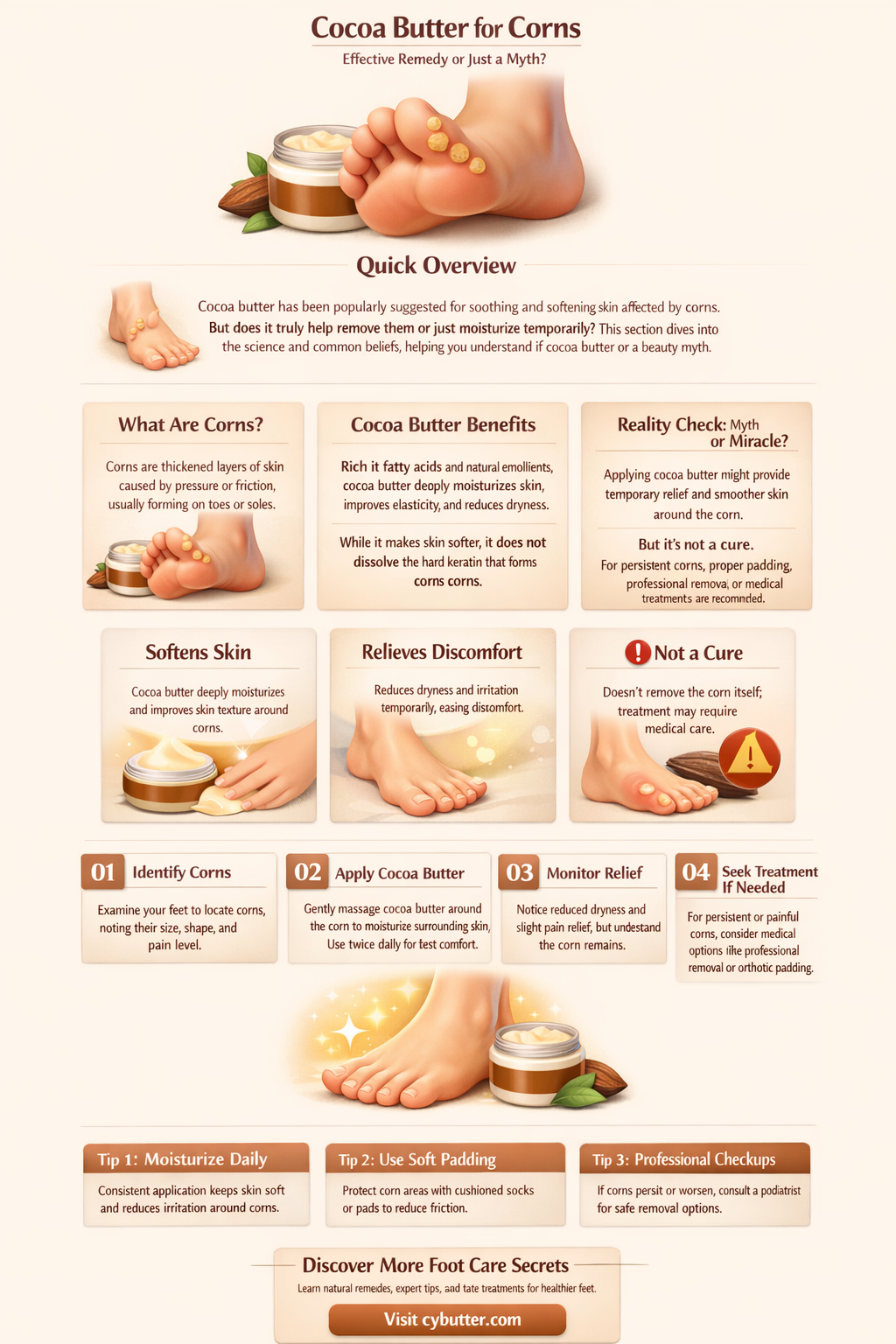 does cocoa butter get rid of corns