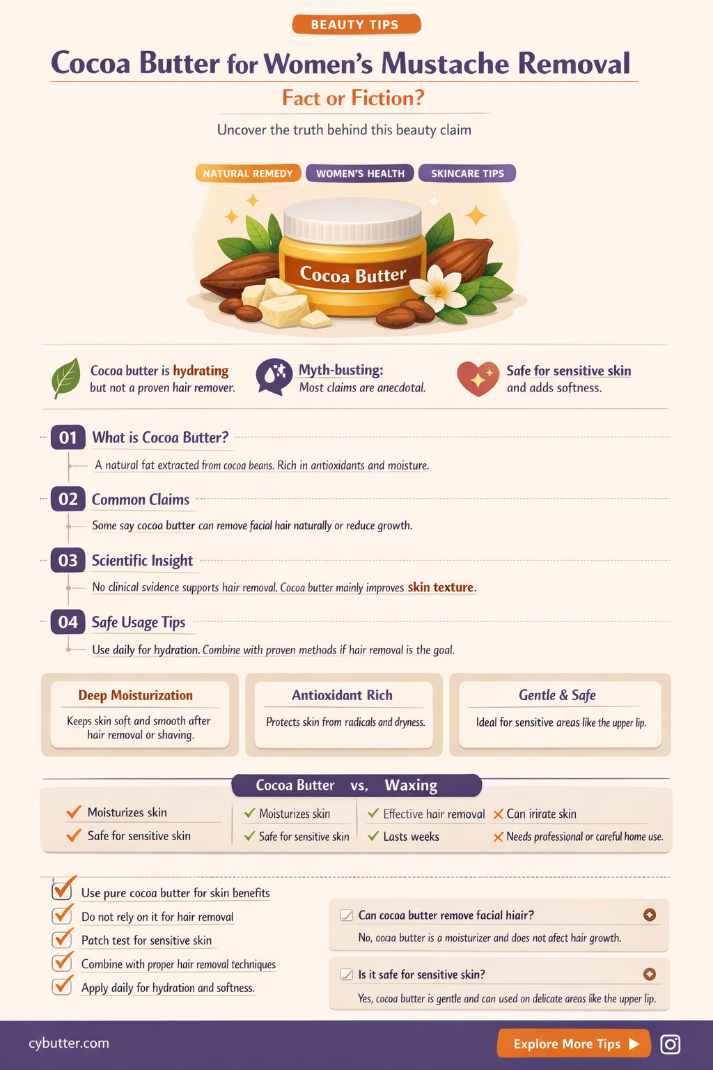 does cocoa butter to get rid of women