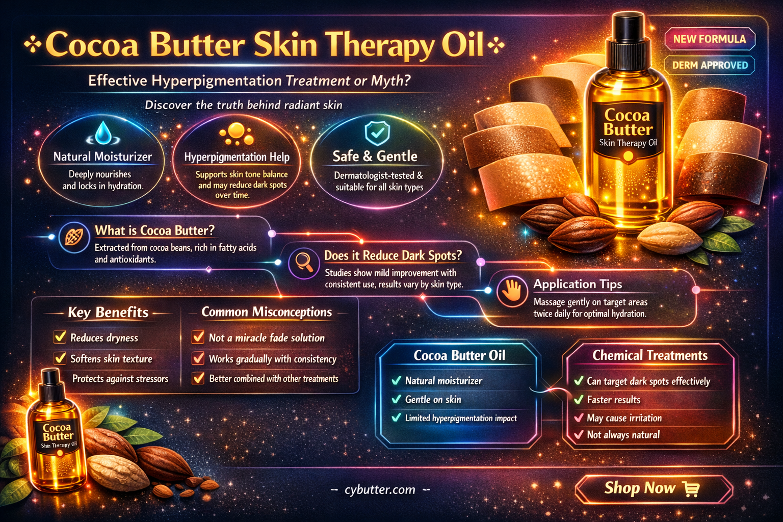 does cocoa butter skin therapy oil good for hyperpigmentation