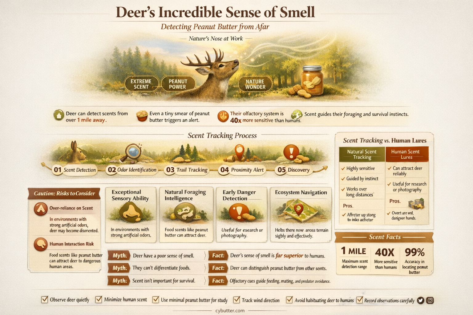 how far away can deer smell peanut butter