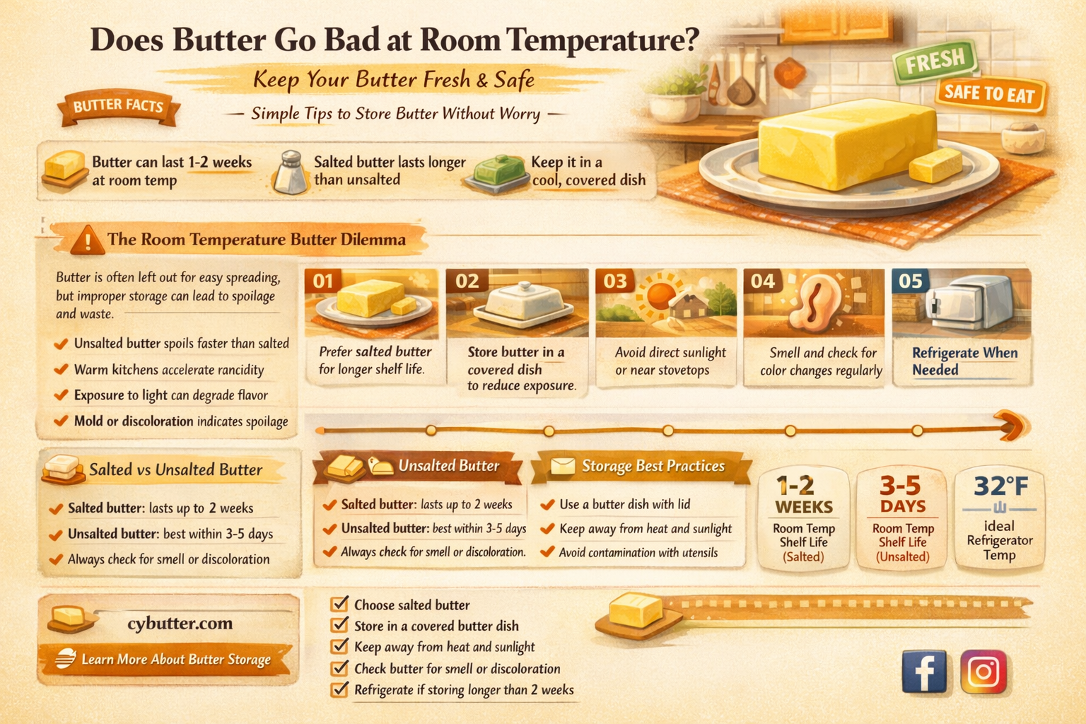 does butter get spoiled if kept outside