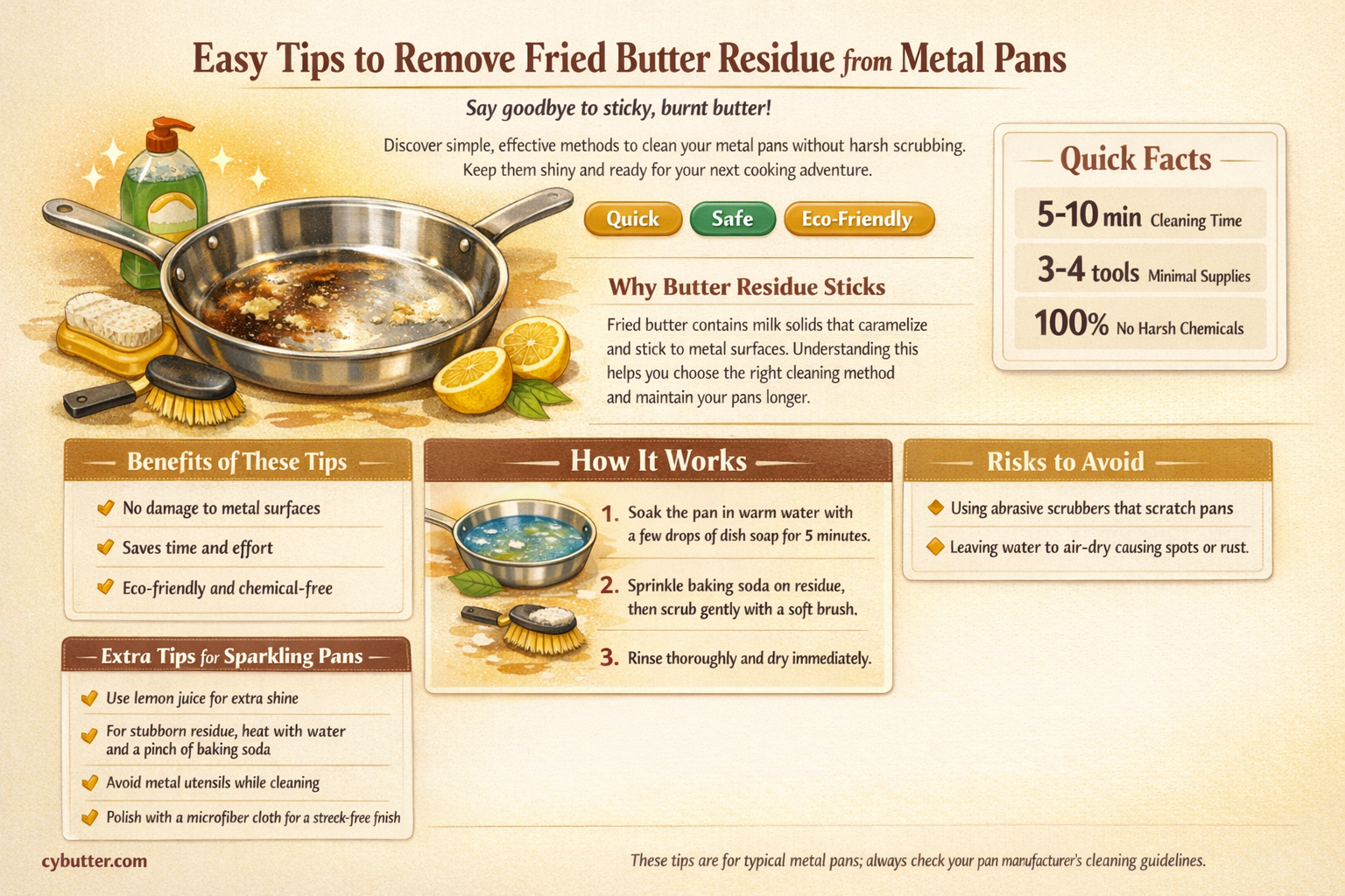 how do you get fried butter off a metal pan
