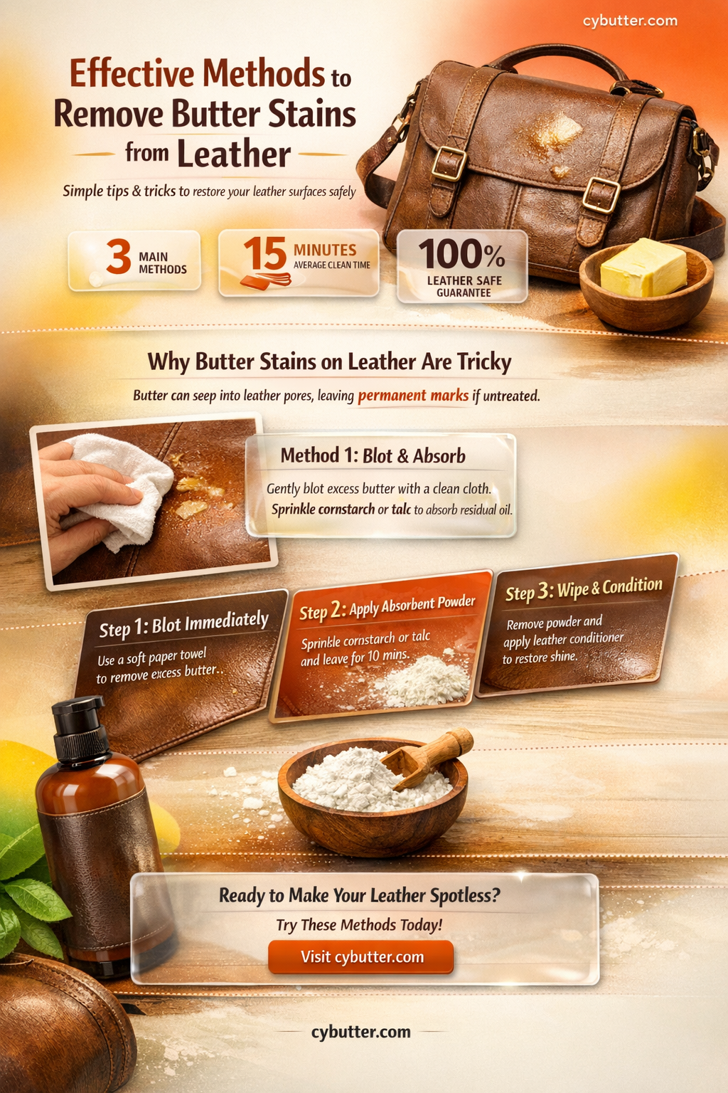 how do you get butter stains out of leather