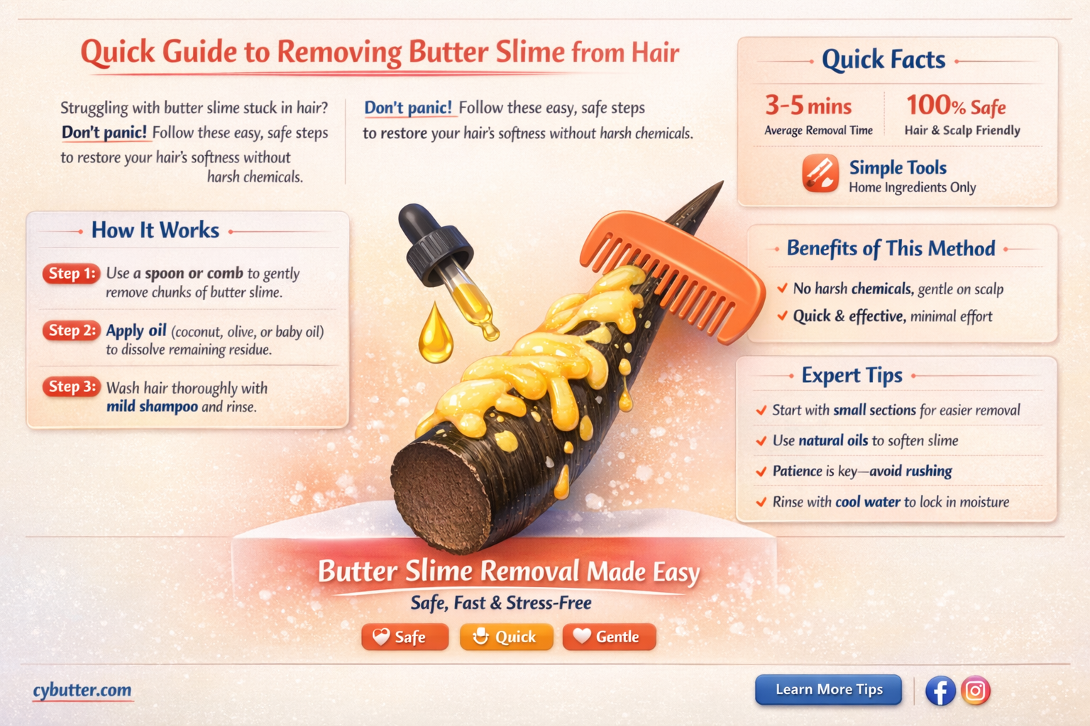 how do you get butter slime out of your hair