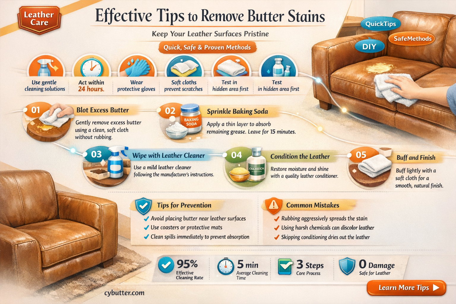 how do i get a butter stain out of leather