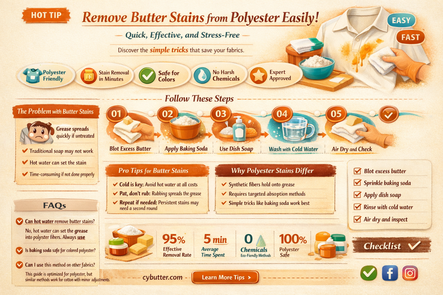 how do you get butter stains out of polyester