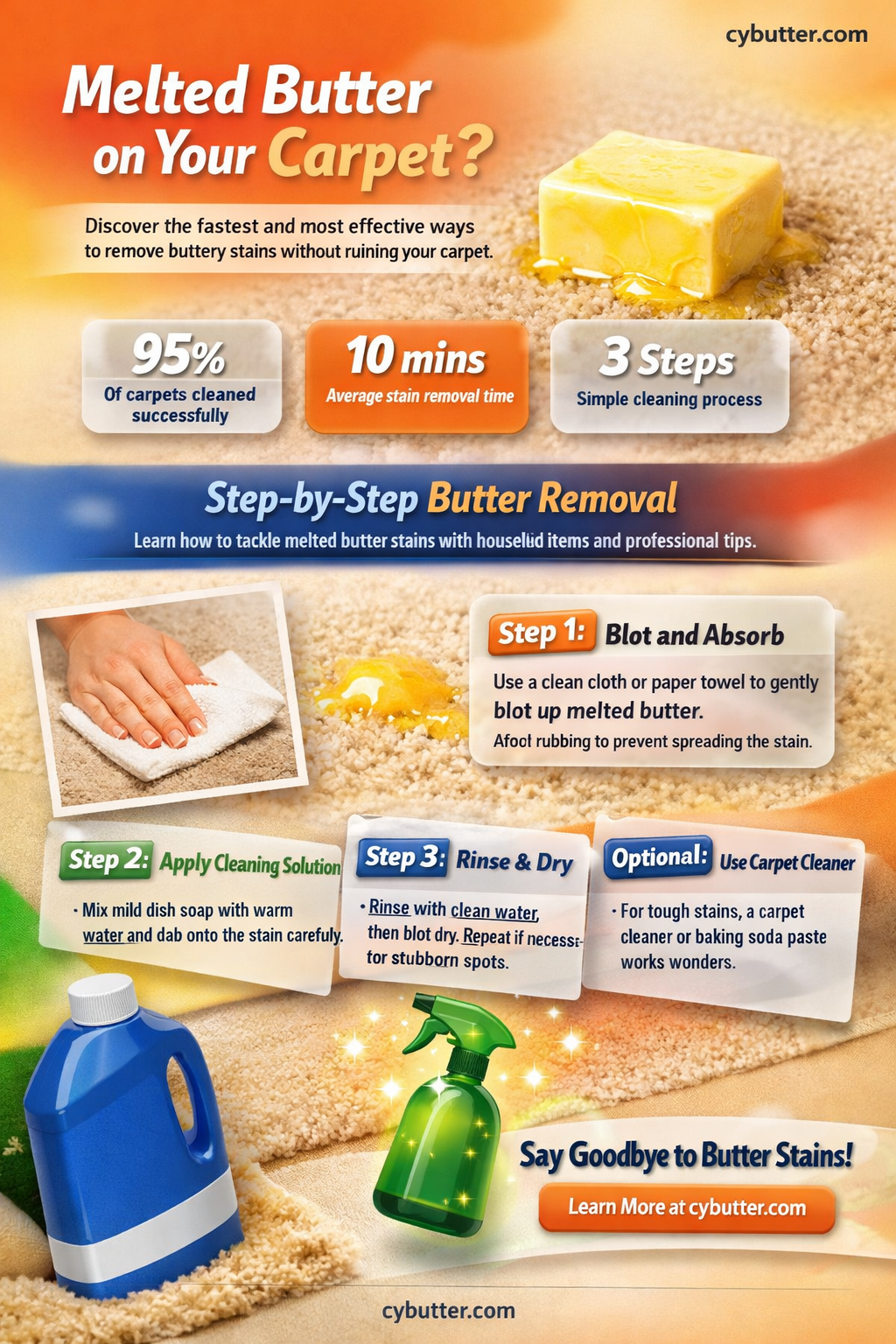 how do you get melted butter out of carpet
