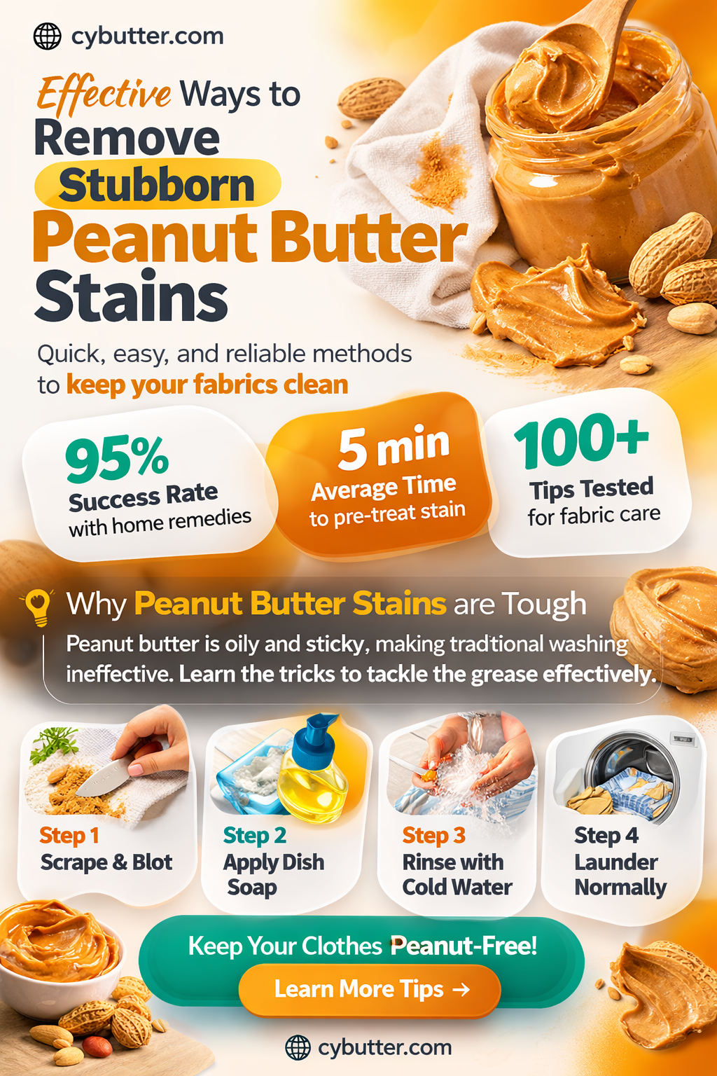 how do you get out peanut butter stains