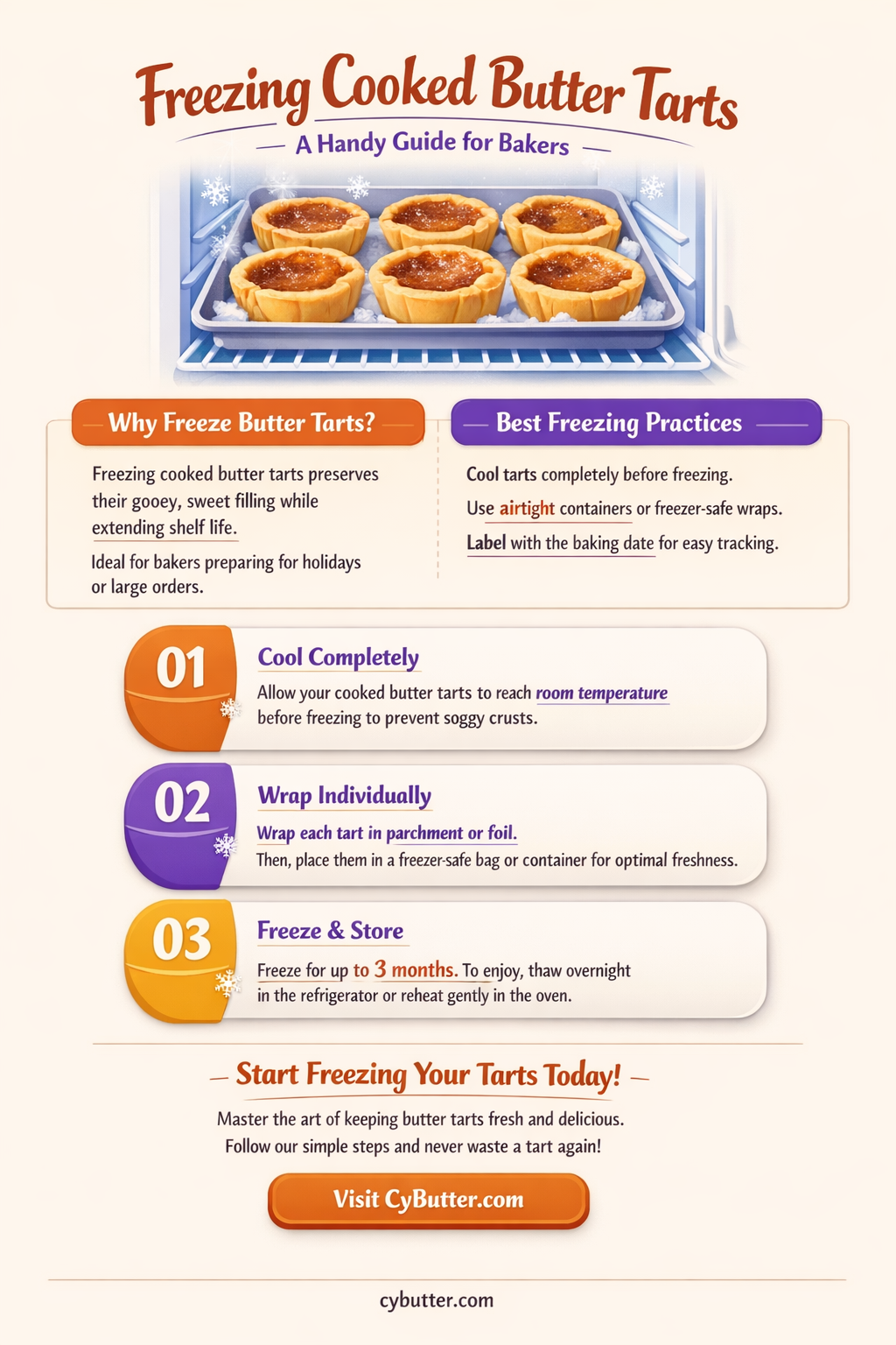 can cooked butter tarts be frozen