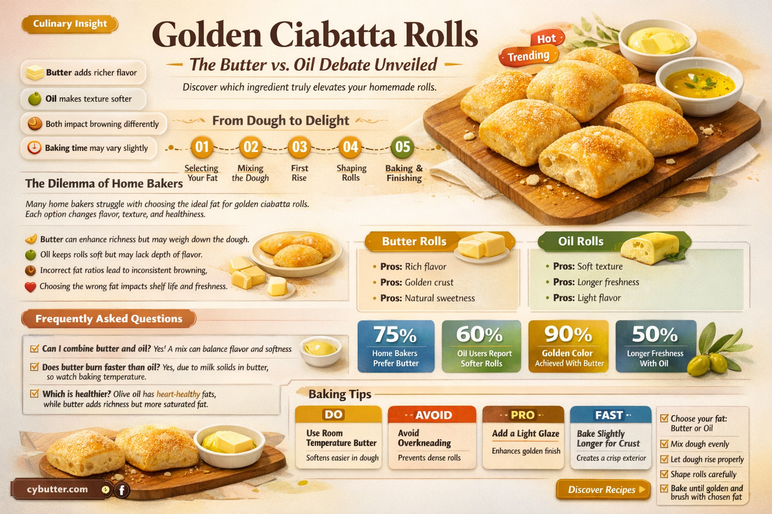 do you oil or butter cibatta rolls
