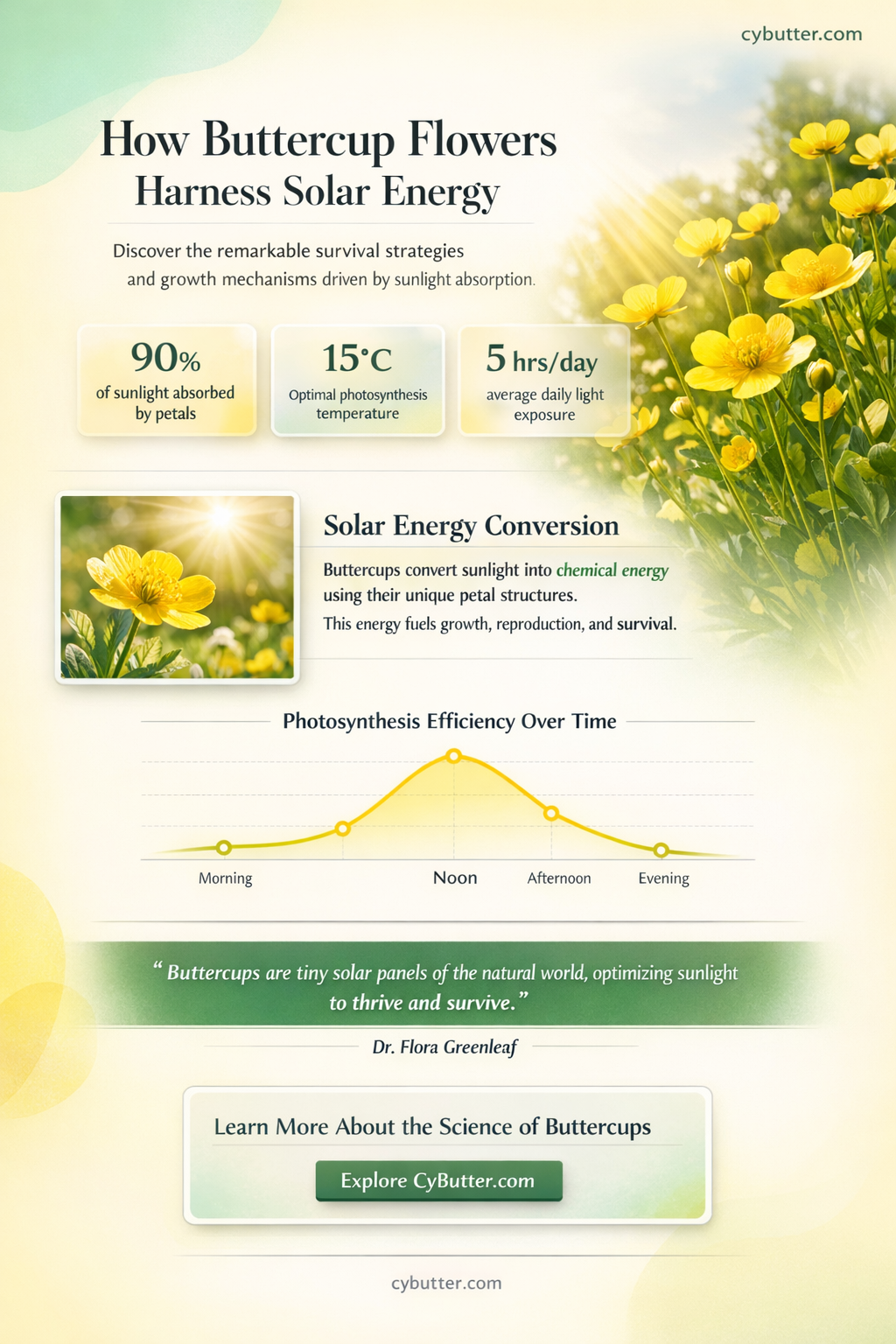 how do butter cup flowers get energy