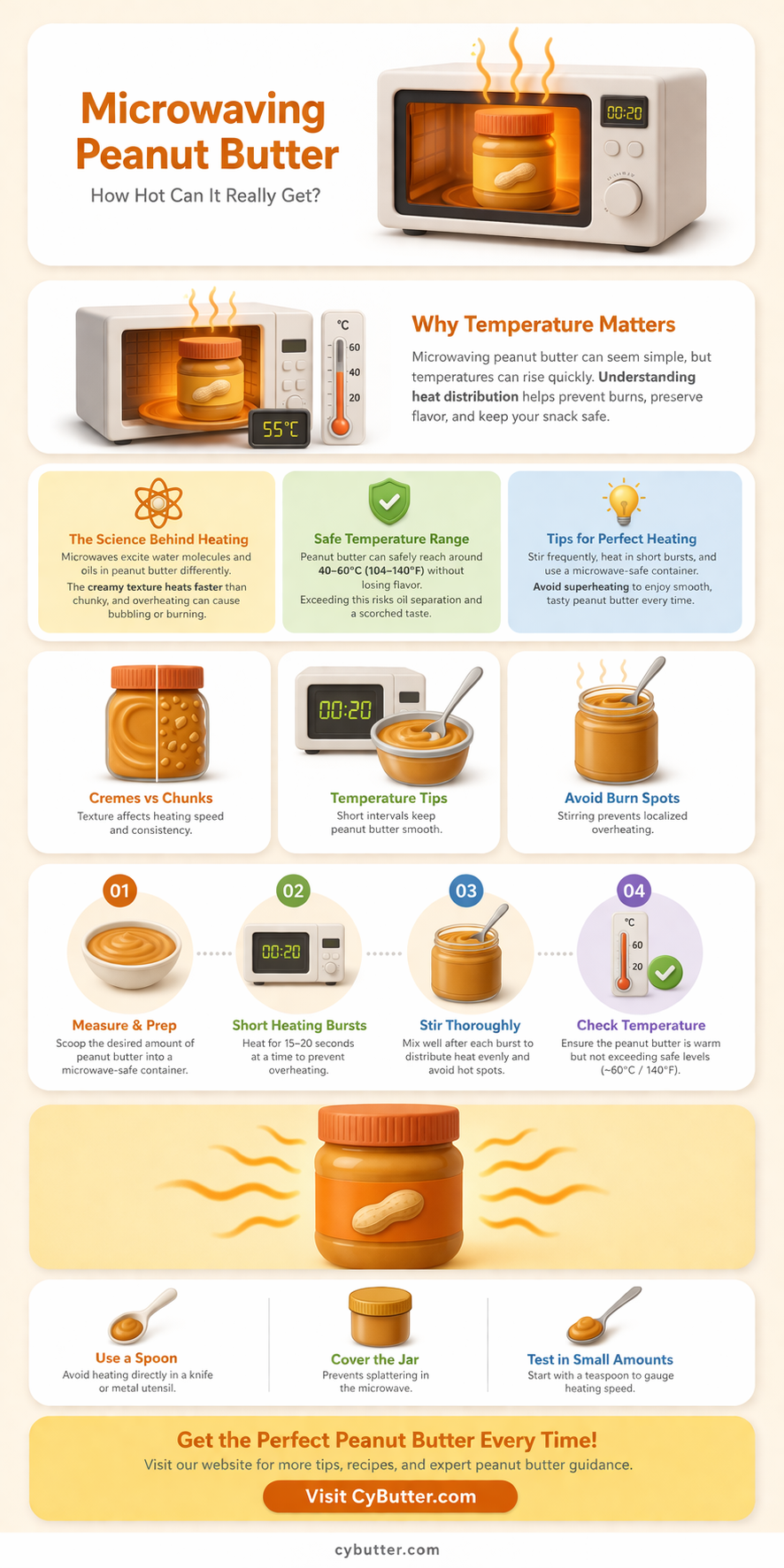 how hot does peanut butter get in the microwave