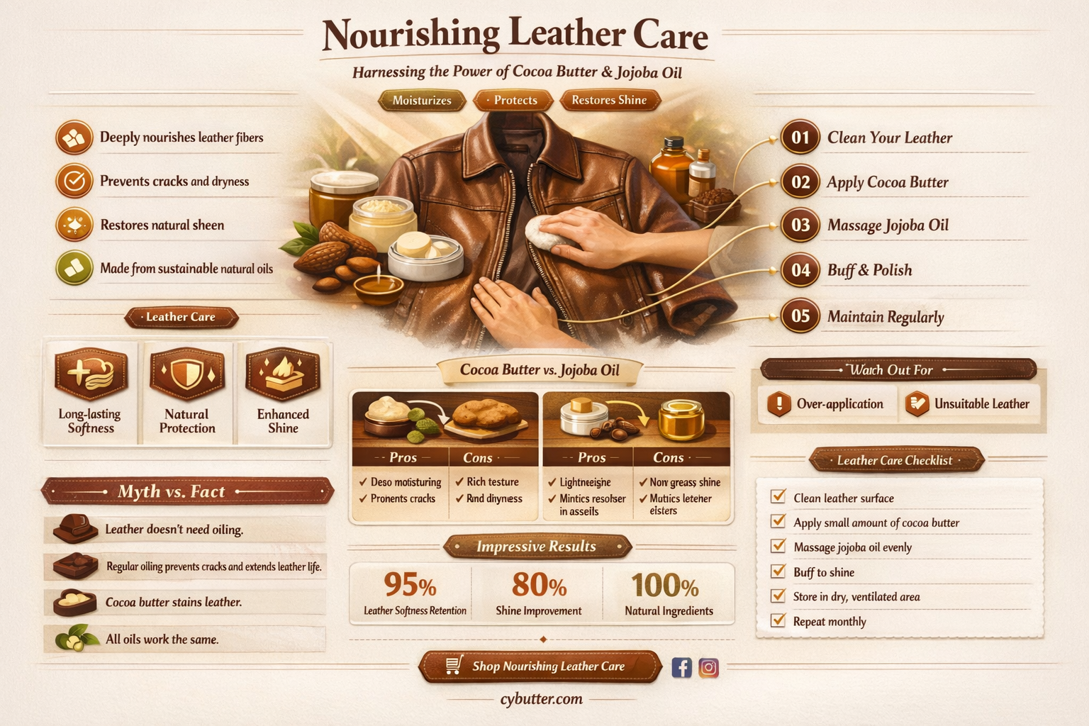 can you clean leather with cocoa butter and jojoba oil