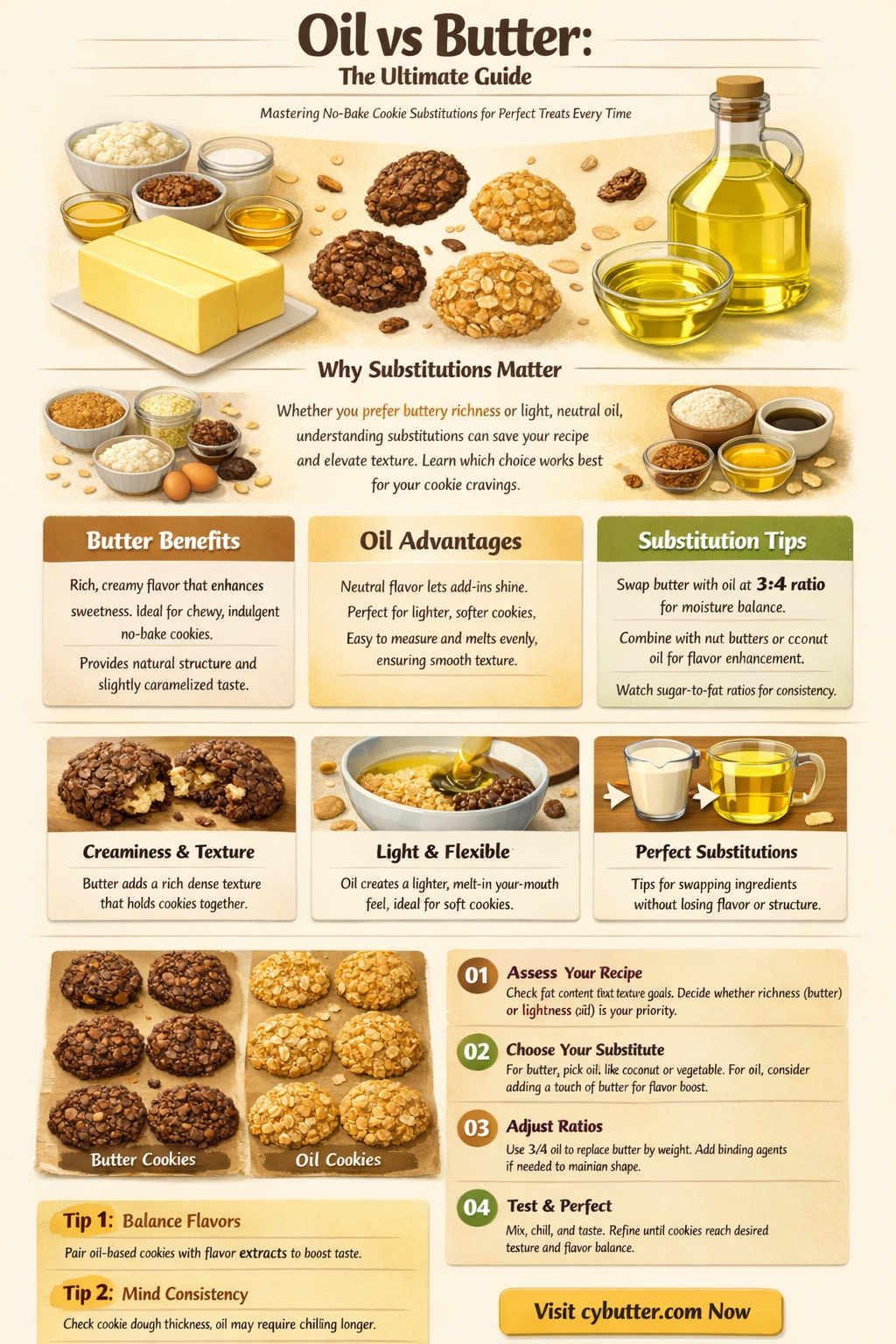 can you substitute oil for butter in no bake cookies