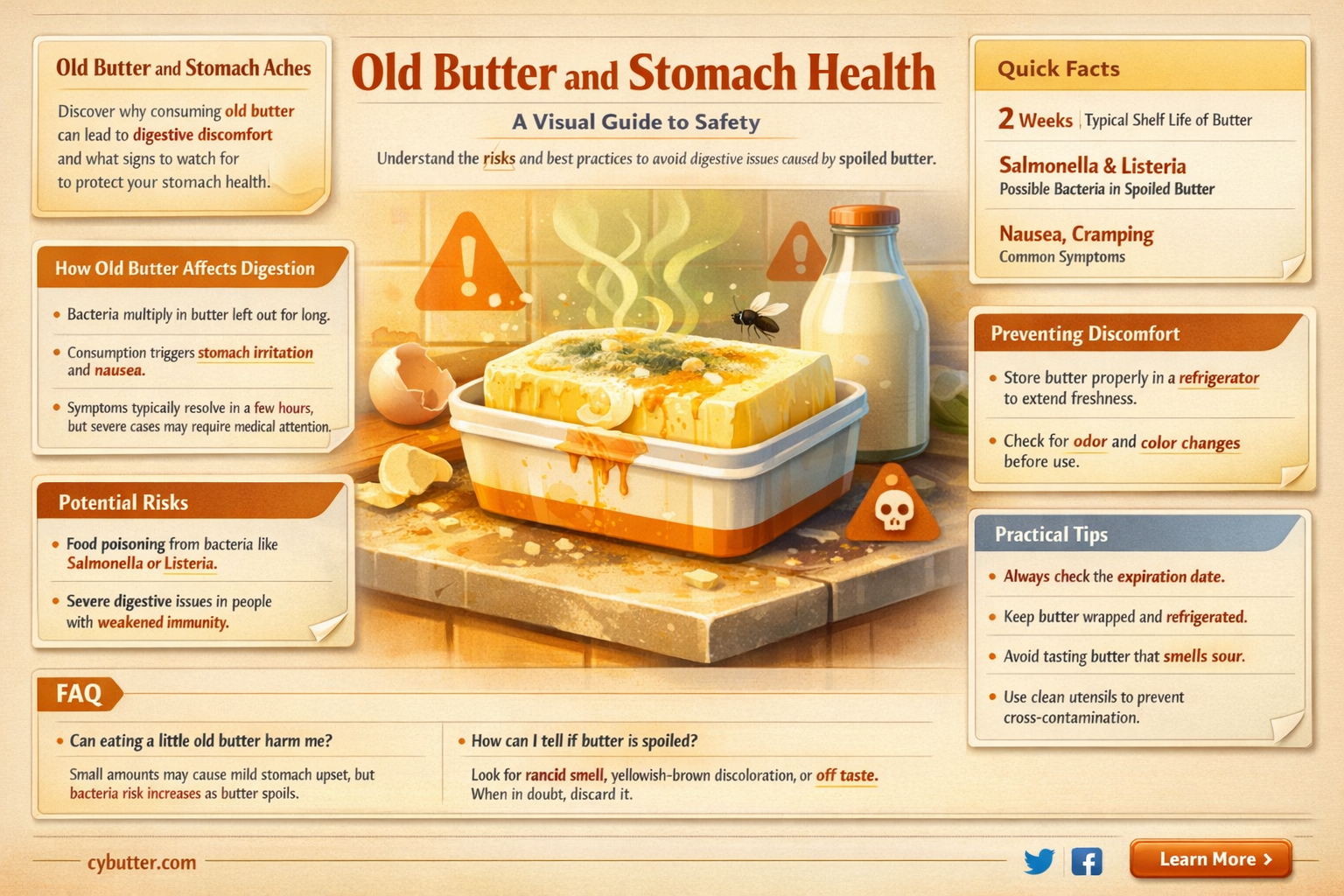 can you get a stomach ache from old butter