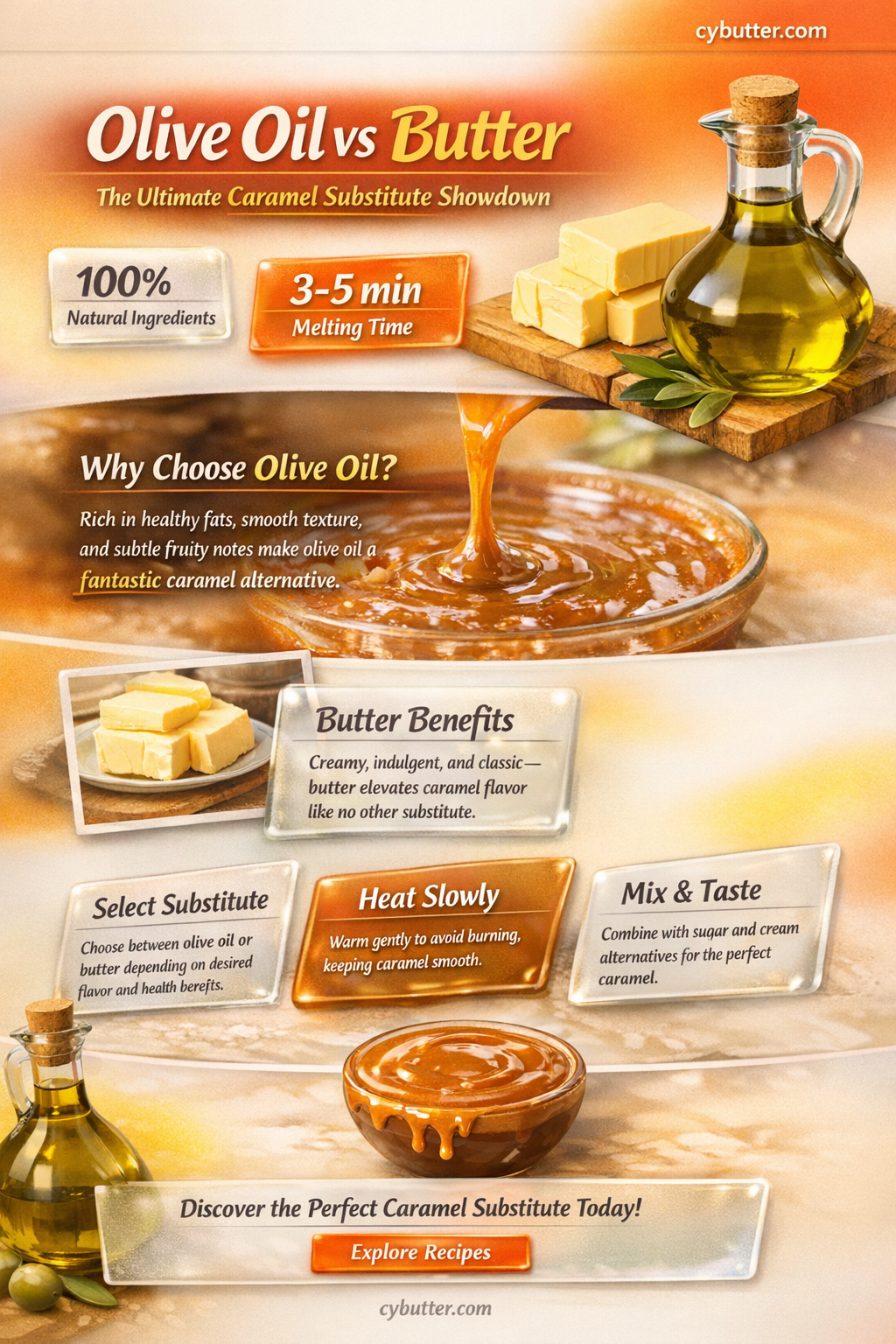 can you substitute olive oil for butter in caramel
