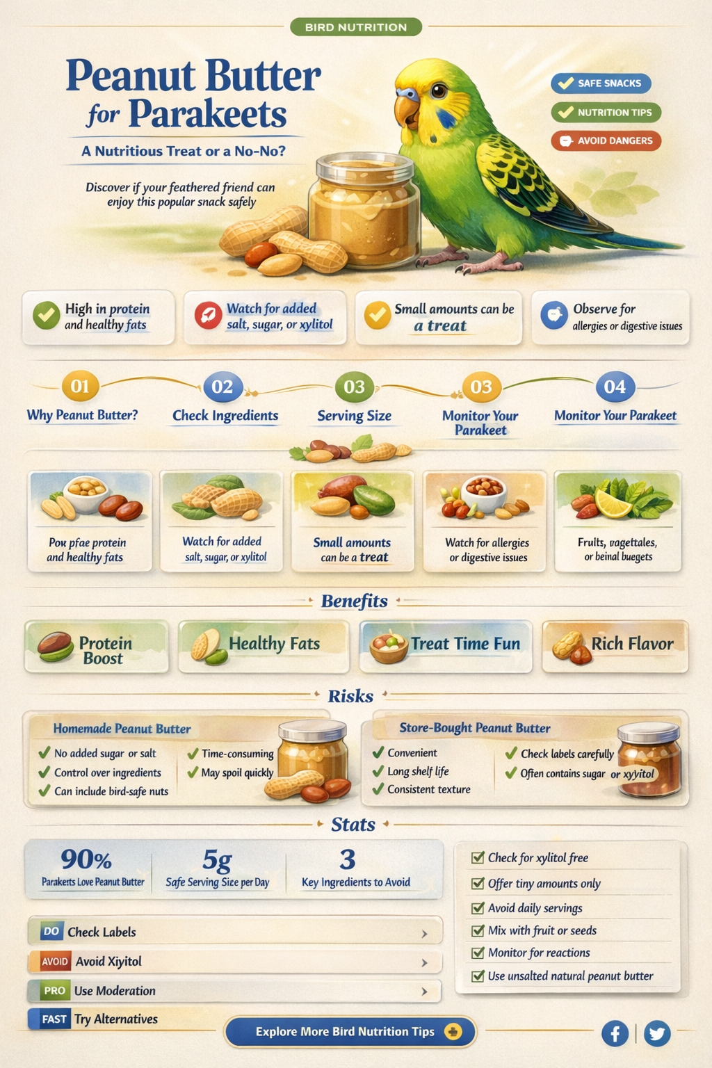 can parakeets eat peanut butter