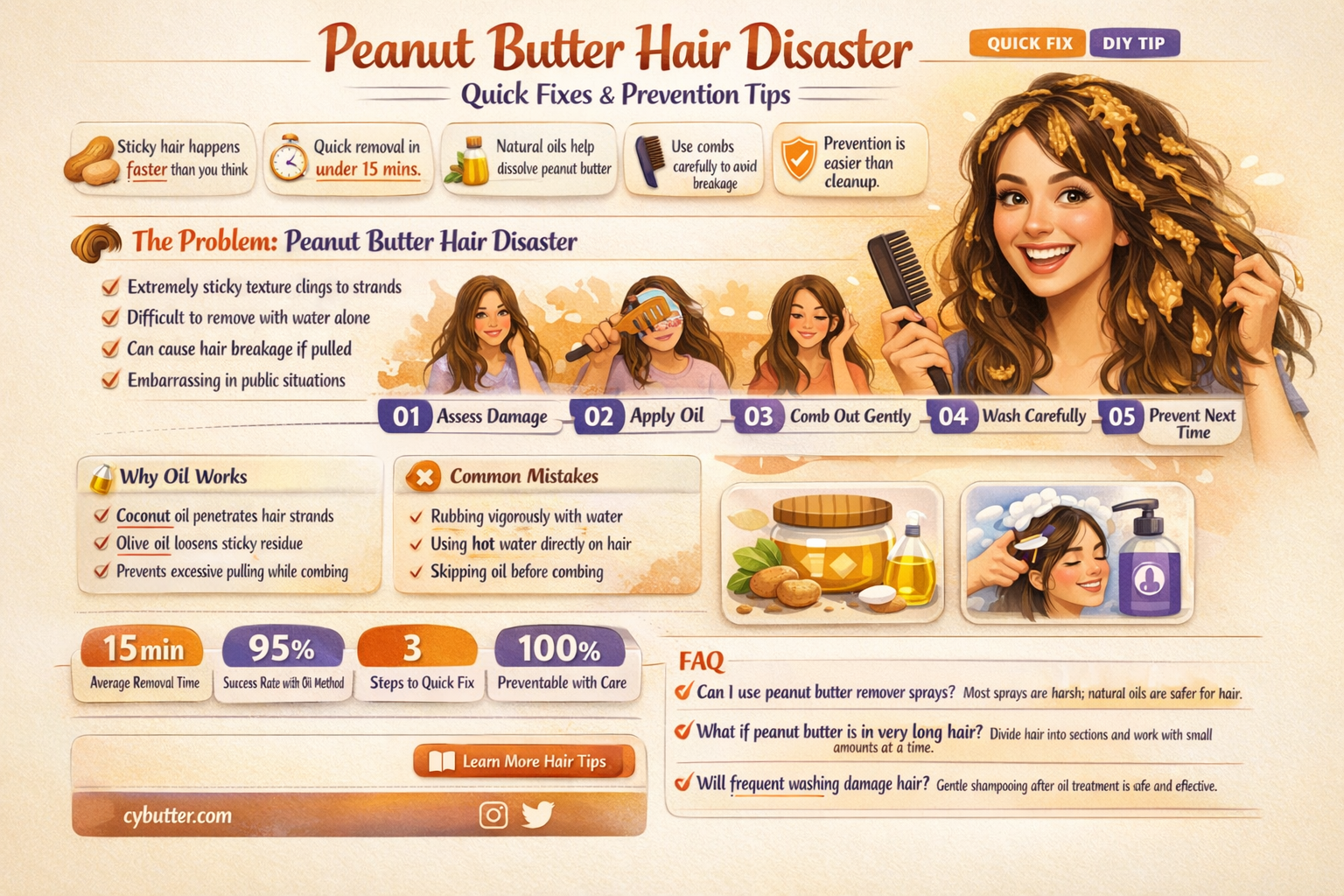 how do i get peanut butter out of my hair