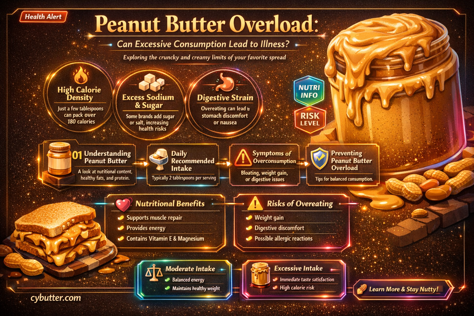 can you get sick from eating too much peanut butter