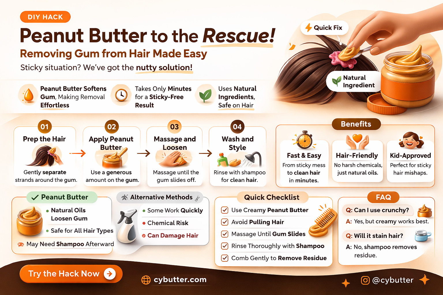 how does peanut butter get gum out of your hair