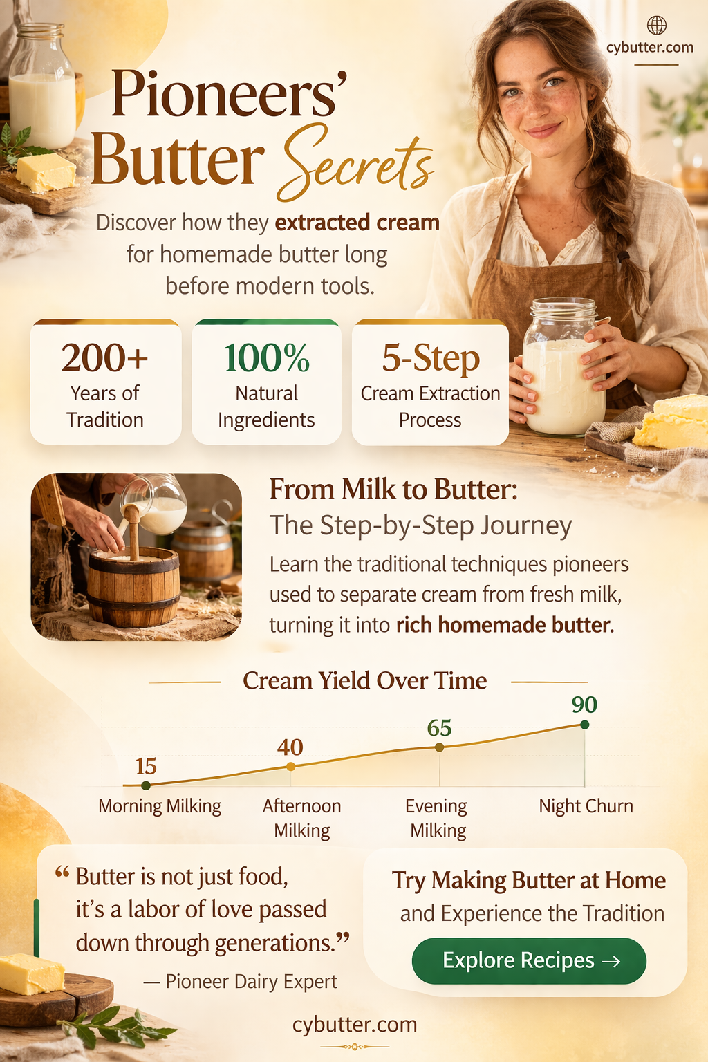 how did pioneers get cream for butter