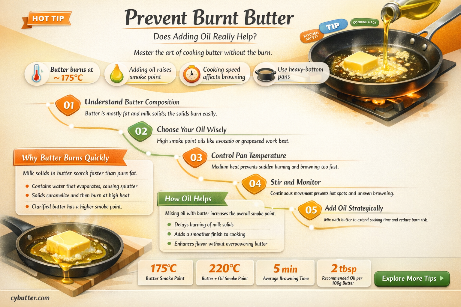 does adding oil to butter keep it from getting burn