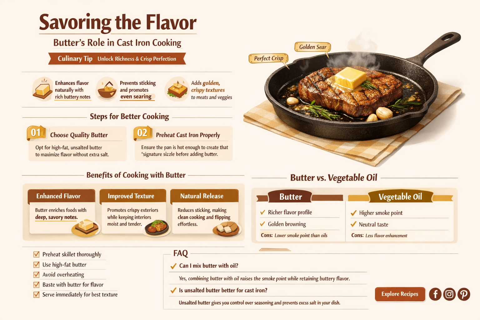 can you use butter in a cast iron skillet
