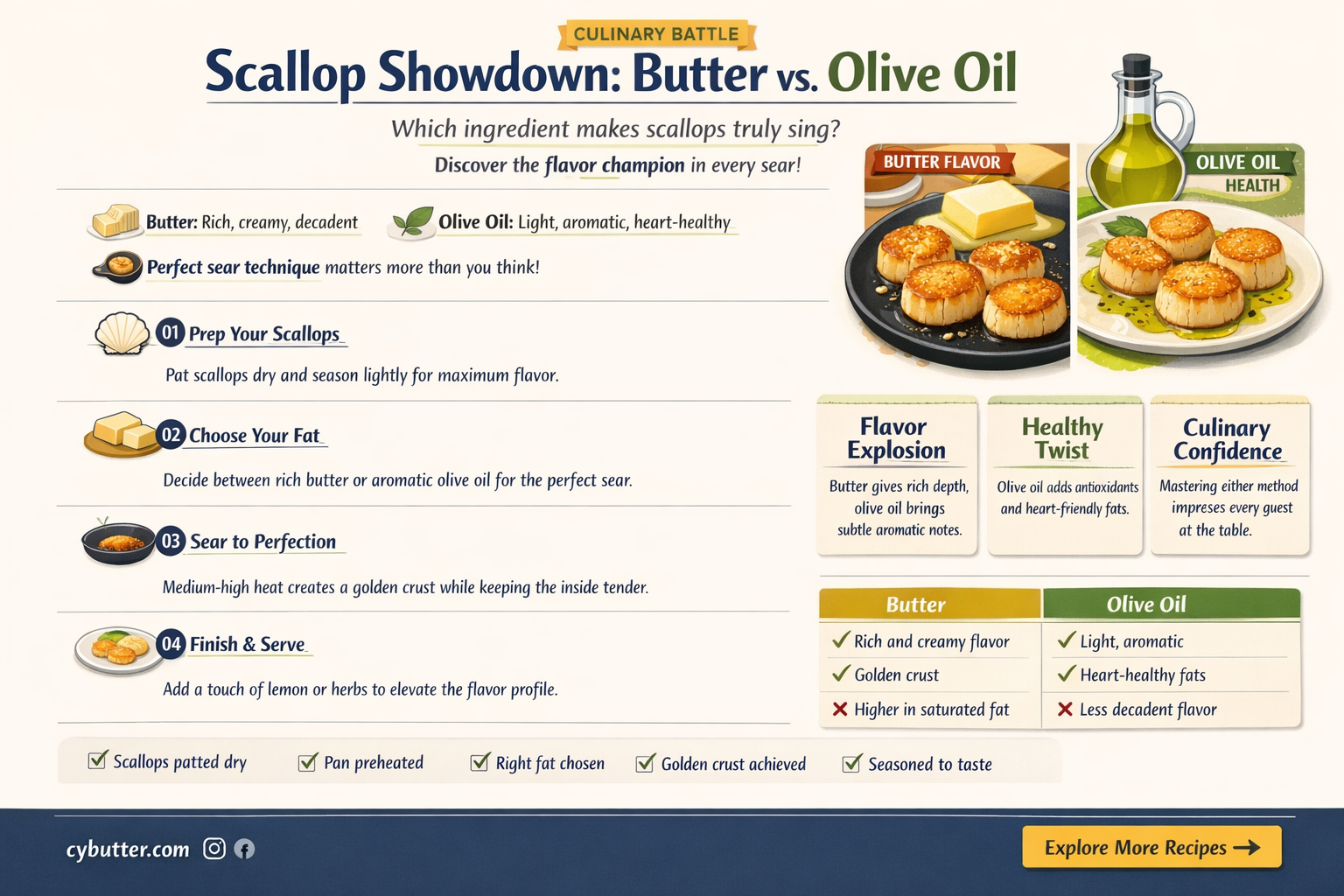 are scallops betyer with butter or olive oil